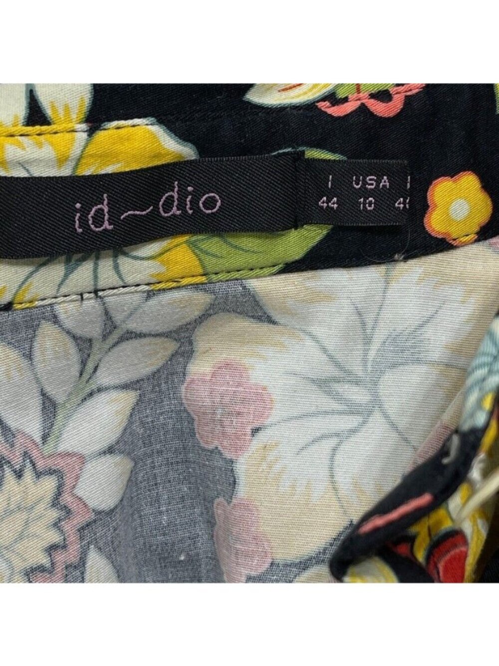 Floral Short Sleeve Collared A-Line Dress With Belt Size 10 By Id~Dio - Picture 5 of 16